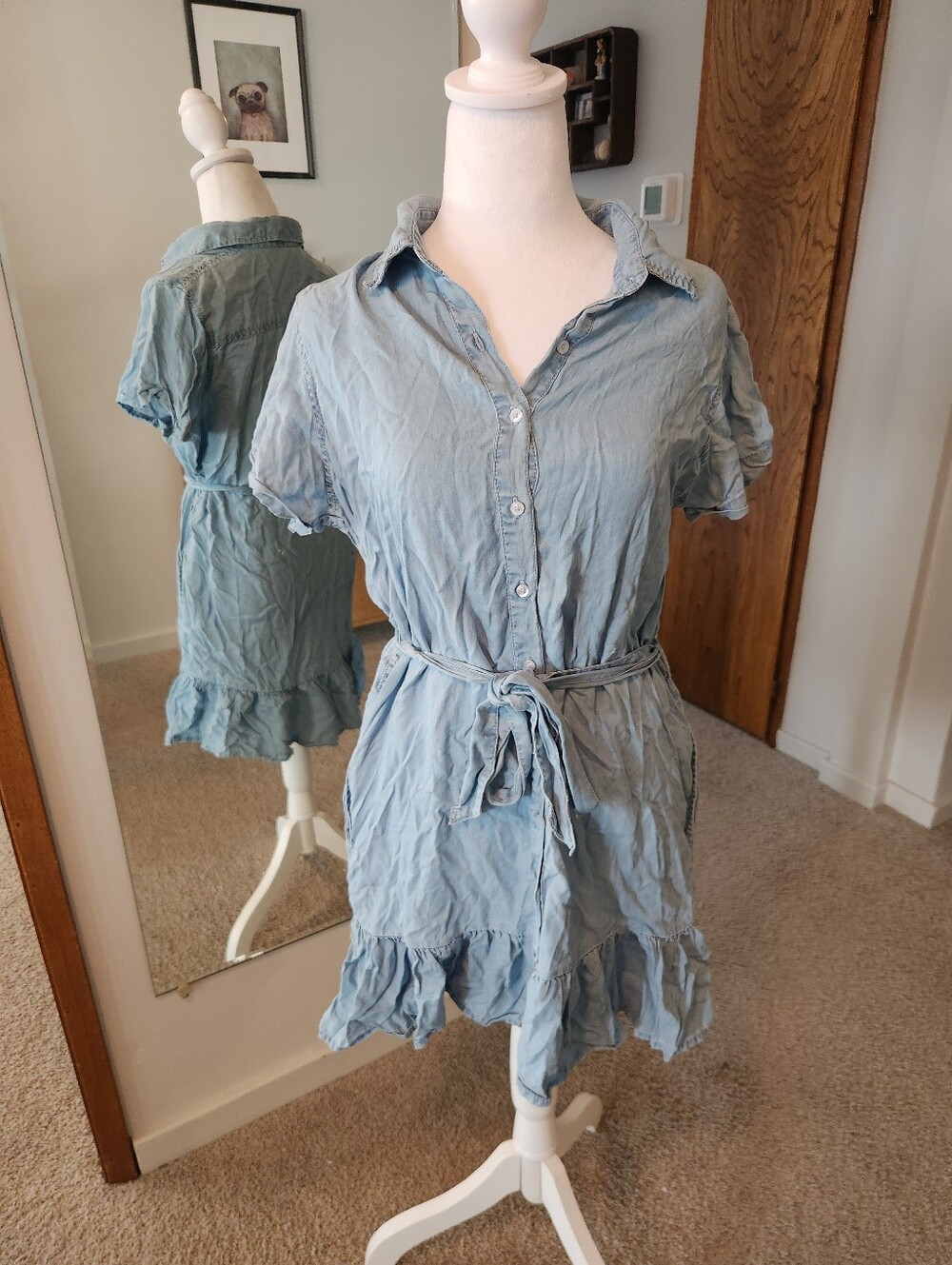 (2 For $30) Japna Light Blue Button-Up Dress
